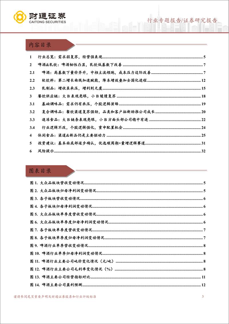 《食品行业板块2023年中报告总结：基本面底部逐步确认，优选顺周期+量增逻辑-20230919-财通证券-33页》 - 第4页预览图