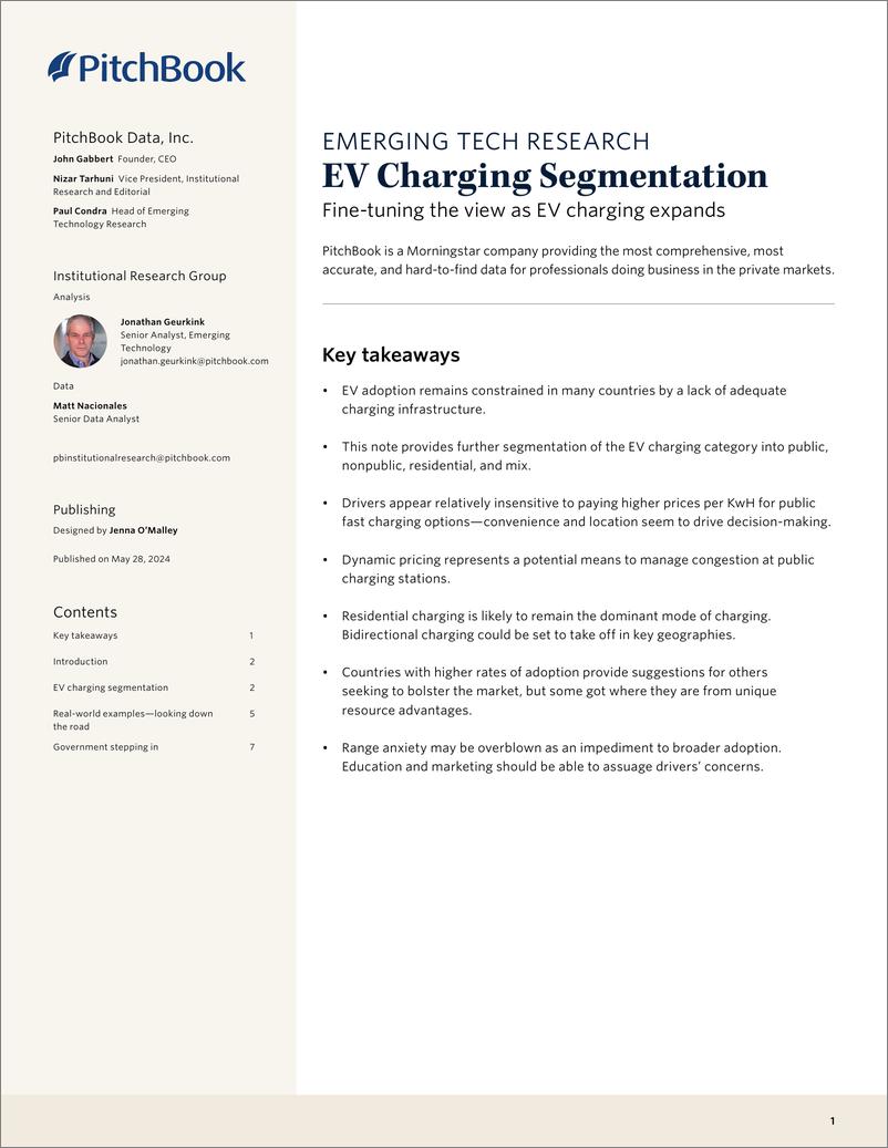 《PitchBook-电动汽车充电细分（英）-2024-8页》 - 第1页预览图