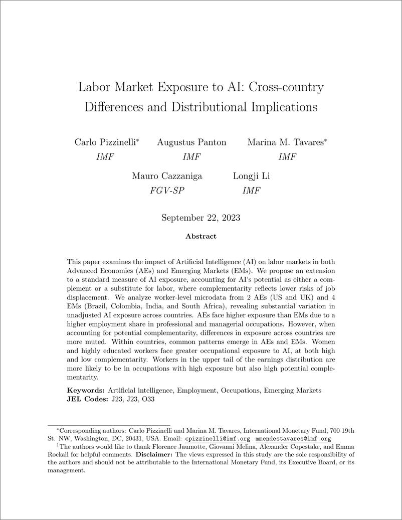 《IMF-人工智能对劳动力市场的影响：跨国差异和分布影响（英）-2023》 - 第4页预览图