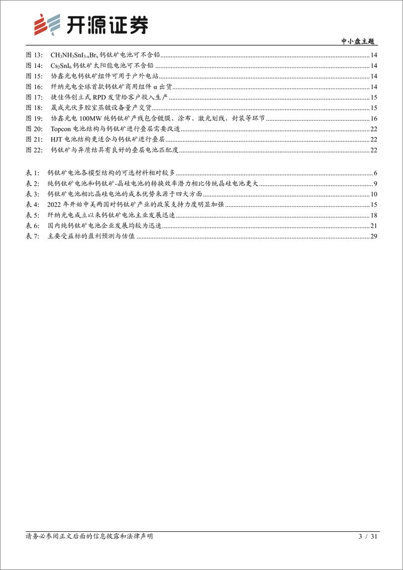 《中小盘主题：纯钙钛矿电池初见端倪，HJ钙钛矿叠层愈发确定-20221027-开源证券-31页》 - 第4页预览图