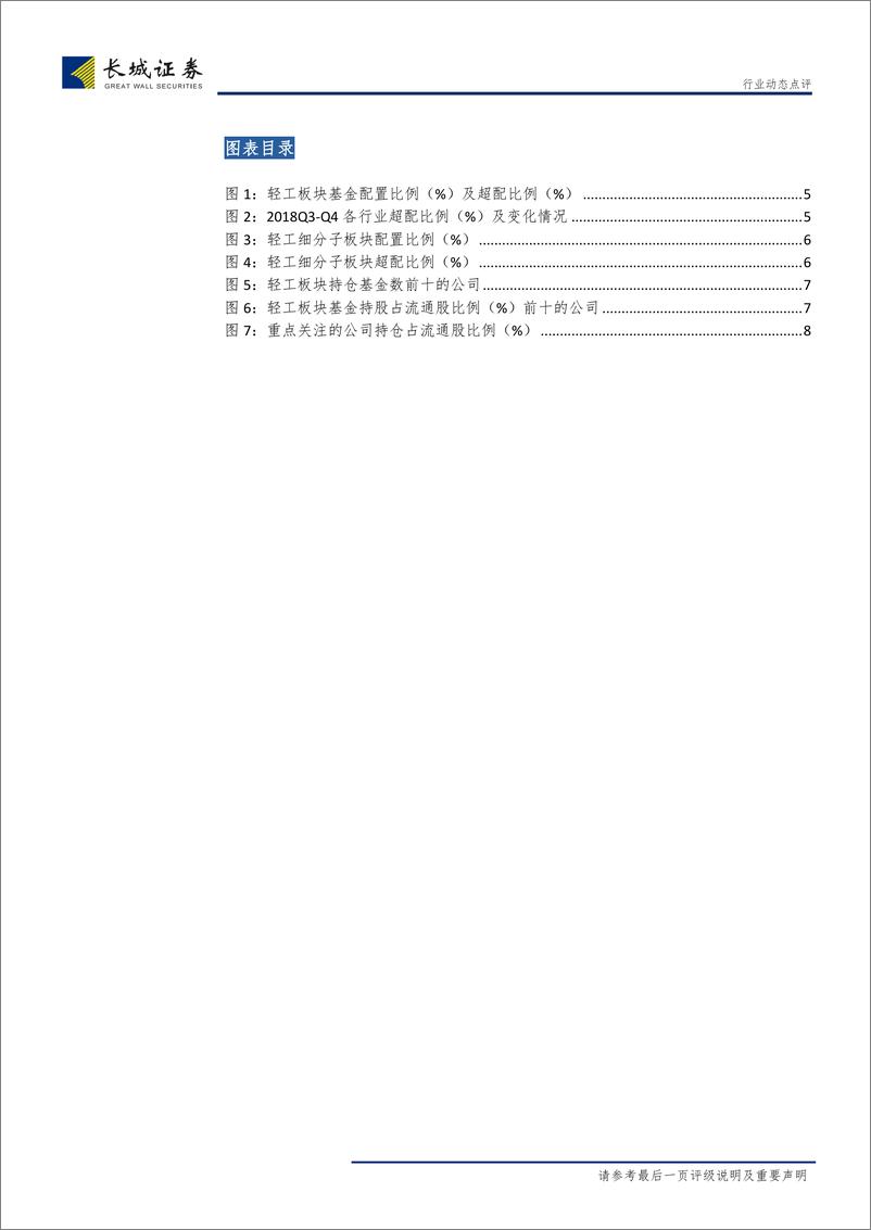 《轻工制造行业2018Q4基金持仓分析：轻工板块配置比例降低，防御性个股受青睐-20190123-长城证券-10页》 - 第5页预览图