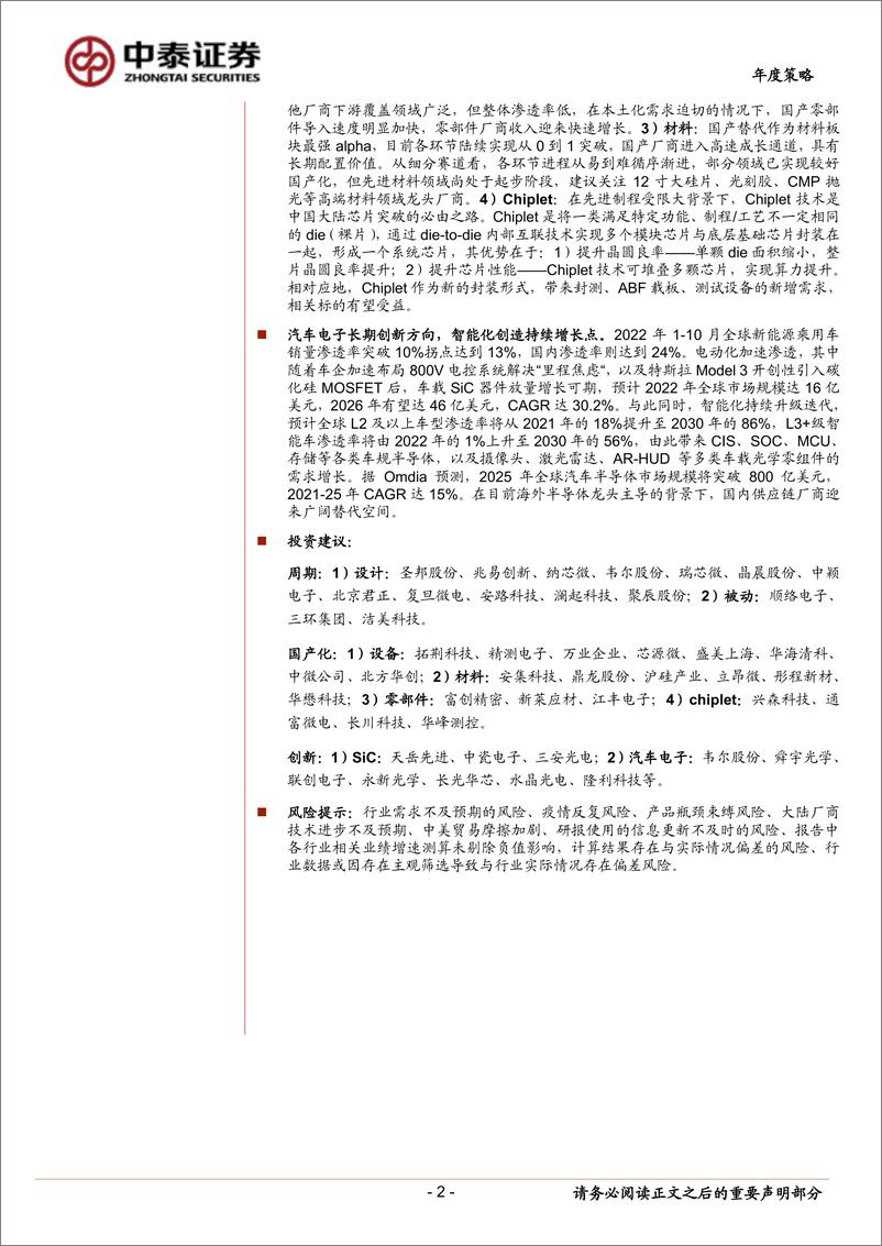 《电子行业2023年度策略：周期将见底，国产正当时-20221221-中泰证券-73页》 - 第3页预览图