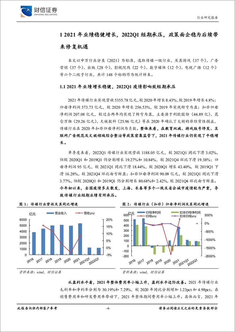 《传媒行业：政策边际企稳，Q1业绩承压、静待板块业绩修复-20220529-财信证券-28页》 - 第5页预览图