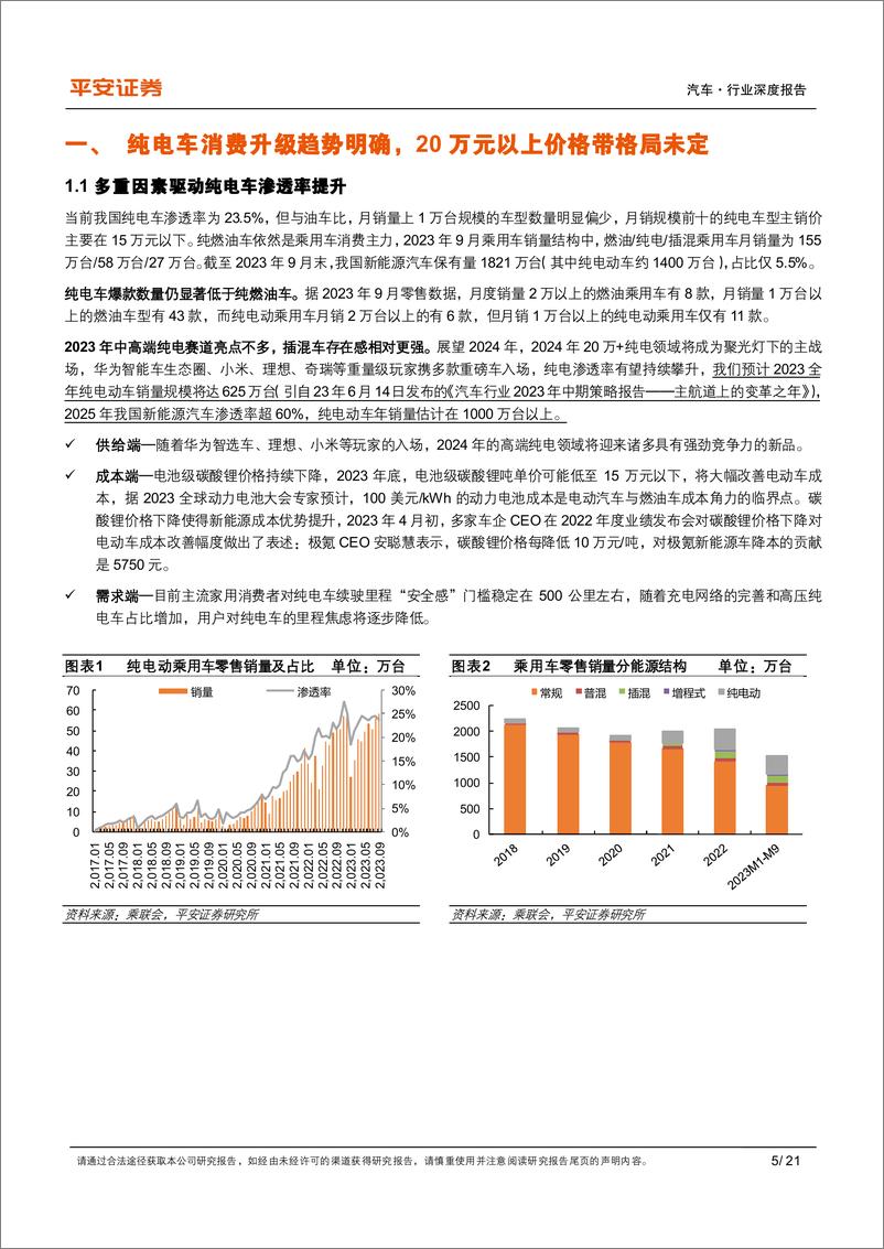《汽车行业纯电动车型全景图：高端EV上新，入局即破局-20231108-平安证券-21页》 - 第6页预览图