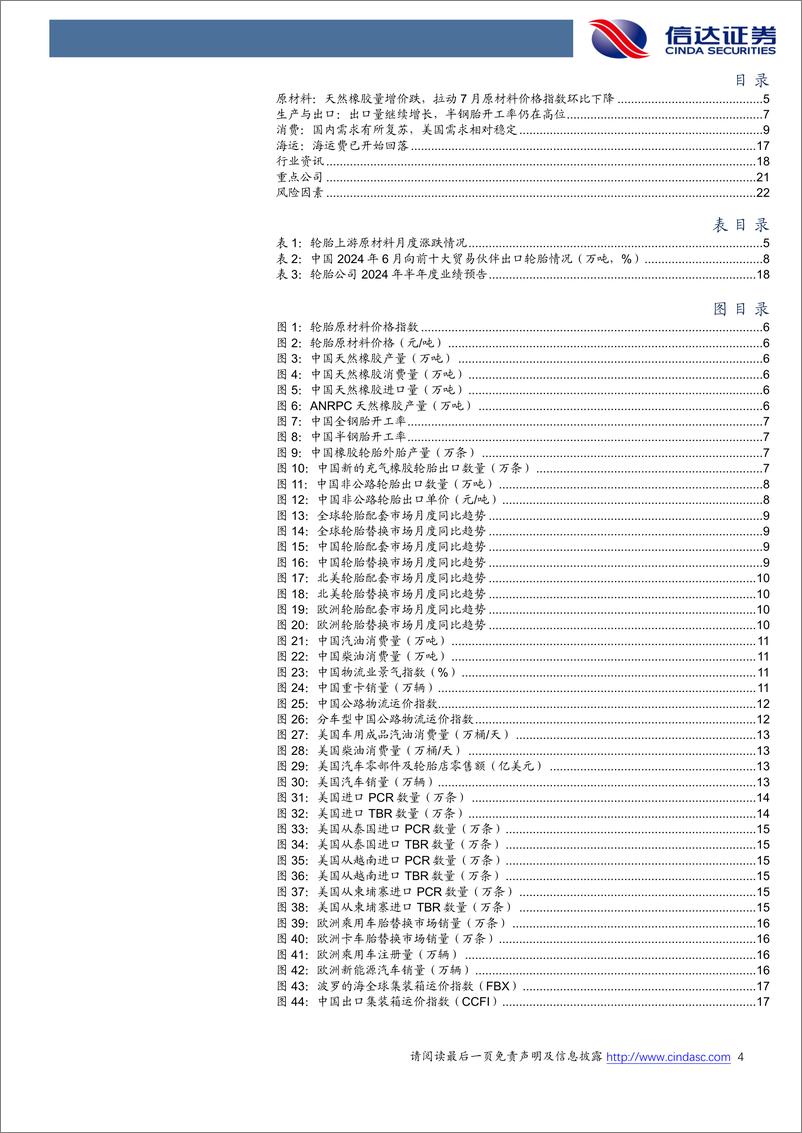 《轮胎行业专题报告(2024年7月)：运费回落，业绩预喜-240808-信达证券-24页》 - 第4页预览图