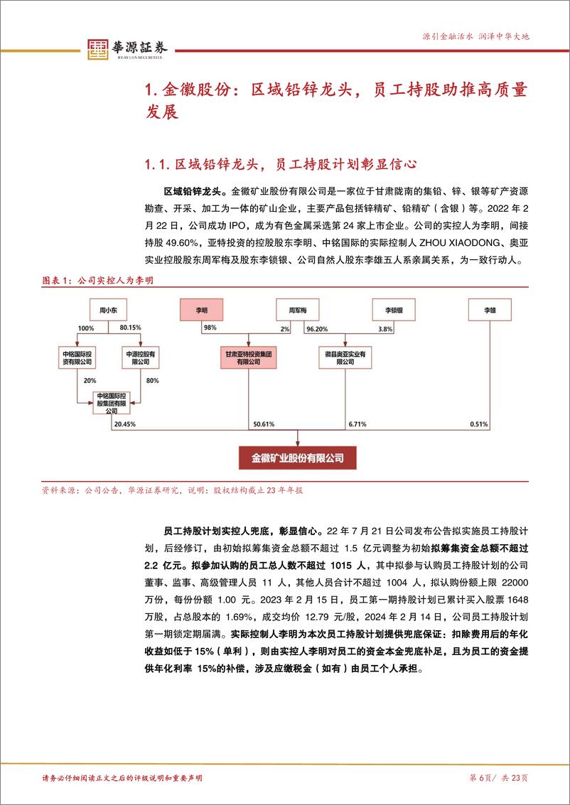 《金徽股份(603132)区域铅锌龙头，整合江洛矿区，业绩有望二次腾飞-241110-华源证券-23页》 - 第6页预览图