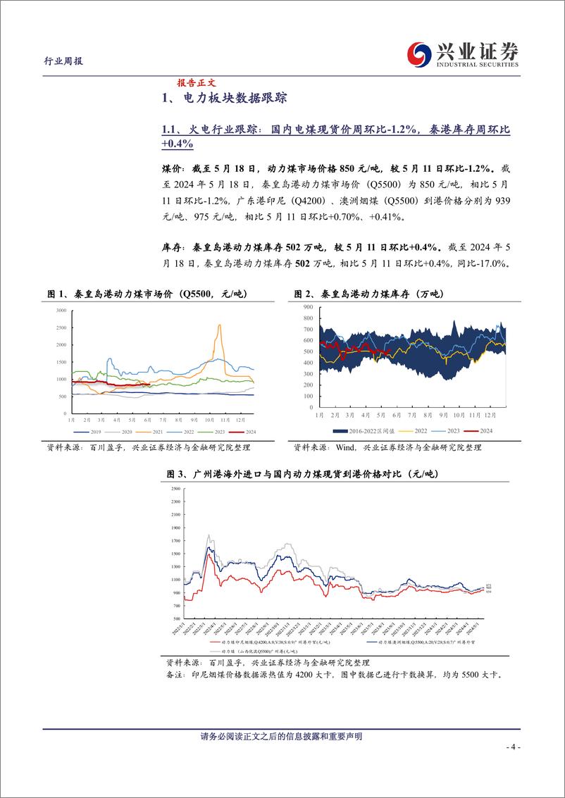 《公用事业行业：4月全社会用电量同比%2b7%25、火电发电量同比%2b1.3%25-240519-兴业证券-23页》 - 第4页预览图