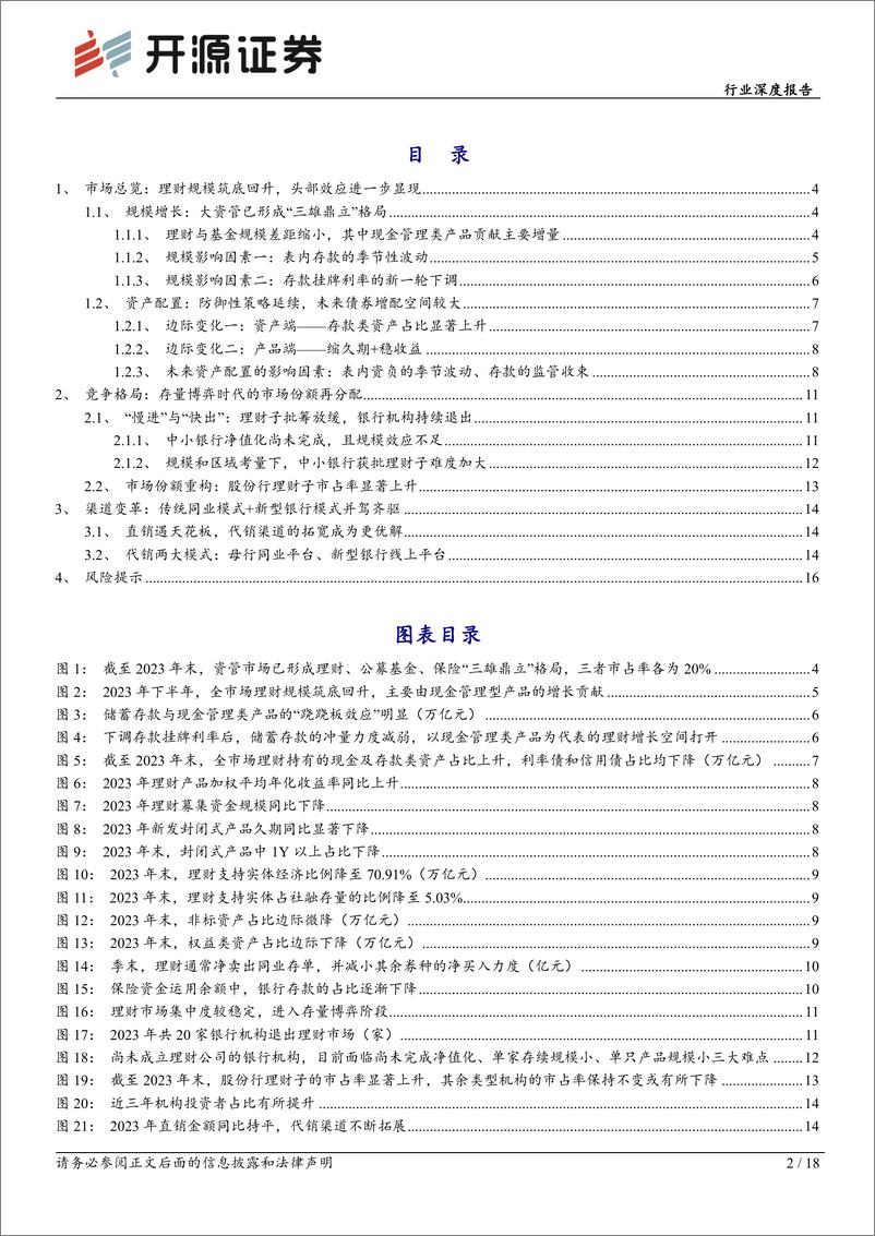 《2023年银行理财回顾：多重约束下的理财增长：缩久期、稳收益、拓渠道-20240208-开源证券-18页》 - 第2页预览图