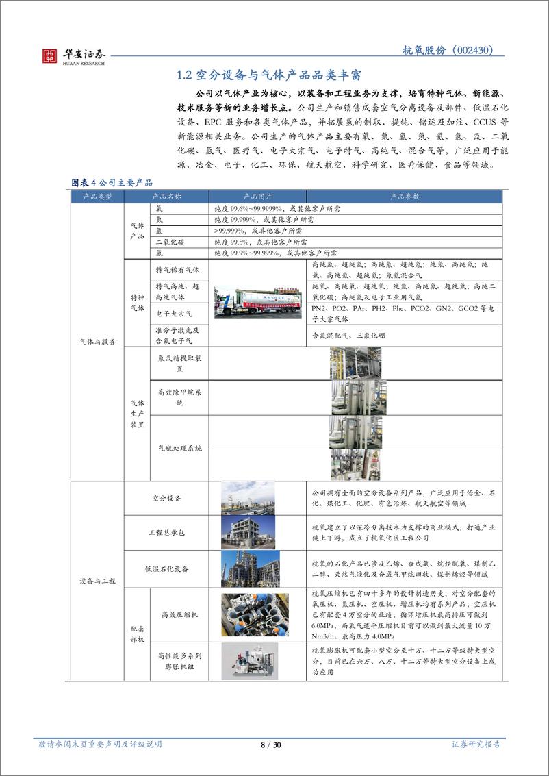 《杭氧股份(002430)工业气体领军企业，优势业务韧性显现，模式、品类、区域多向拓展-240906-华安证券-30页》 - 第8页预览图