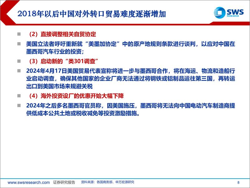 策略海外政策专题报告：《美墨加协定》等贸易政策的修改预期及对我国出海影响-240907-申万宏源-37页 - 第8页预览图