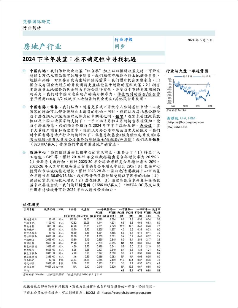 《房地产行业2024下半年展望：在不确定性中寻找机遇-240605-交银国际-24页》 - 第1页预览图