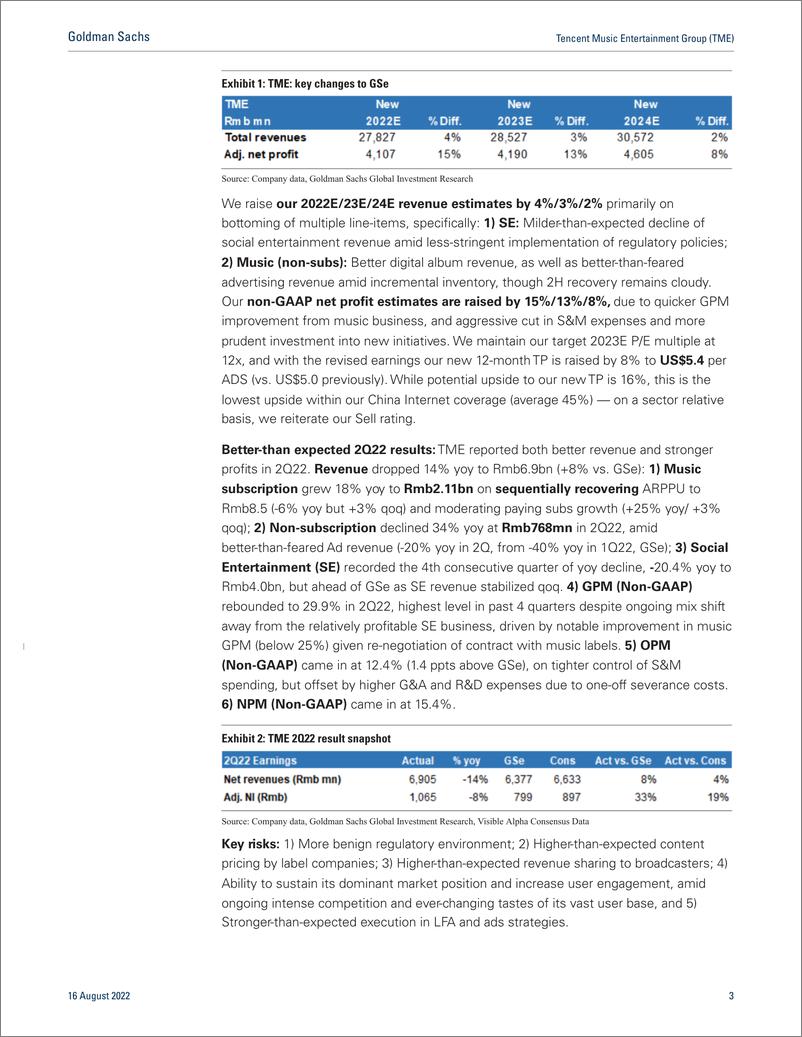 《Tencent Music Entertainment Group (TME Earnings Revie 2Q22 bottom-out, yet long-term growth remains cloudy; Maintain Sell(1)》 - 第4页预览图