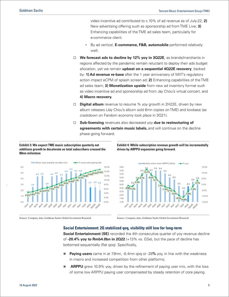 《Tencent Music Entertainment Group (TME Earnings Revie 2Q22 bottom-out, yet long-term growth remains cloudy; Maintain Sell(1)》 - 第6页预览图