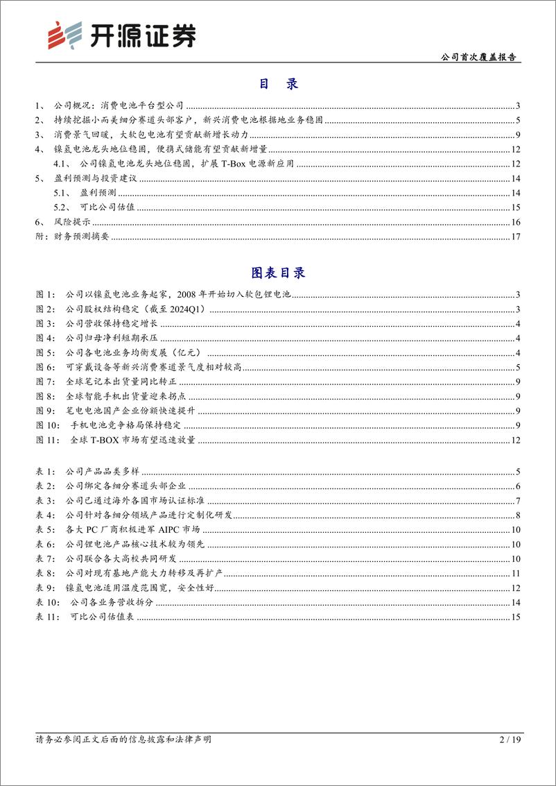 《豪鹏科技(001283)公司首次覆盖报告：消费电池平台型公司，大软包业务有望发力-240613-开源证券-19页》 - 第2页预览图