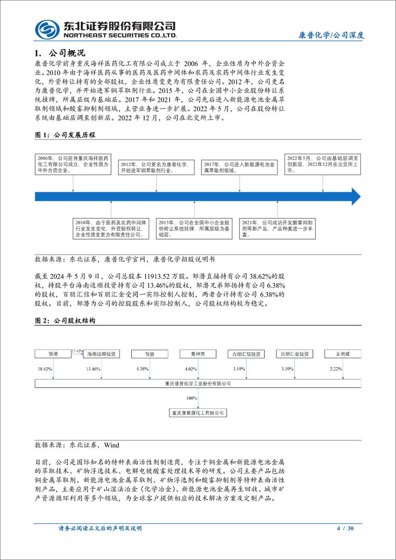 《康普化学(834033)全球铜萃取剂领先企业，有望受益于铜价上涨-240513-东北证券-30页》 - 第4页预览图