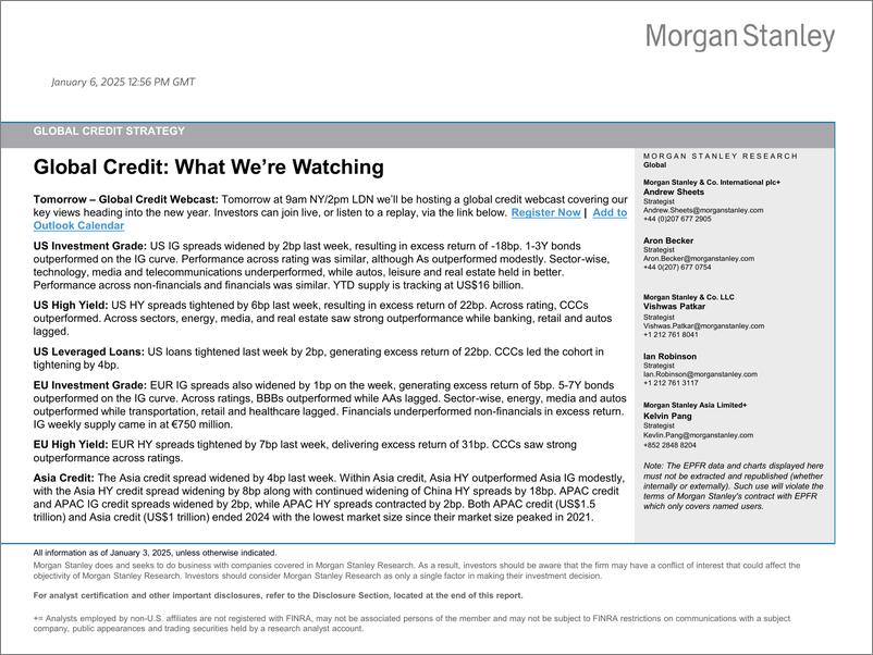 《Morgan Stanley Fixed-Global Credit Strategy What Were Watching-112640383》 - 第1页预览图