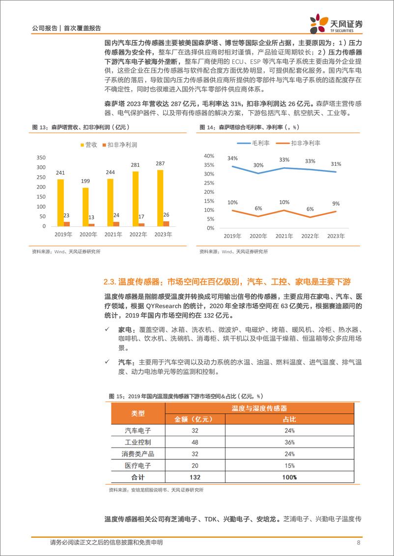 《安培龙-301413.SZ-传感器国产替代先锋，汽车市场有望快速放量-20240413-天风证券-15页》 - 第8页预览图