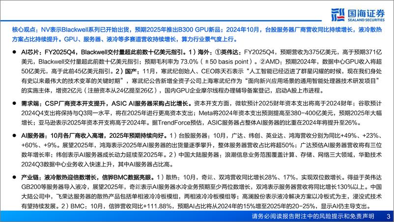 《计算机行业AI算力月度跟踪(202411)：NVL服务器需求量强劲，互联网资本开支持续增长-241130-国海证券-30页》 - 第3页预览图