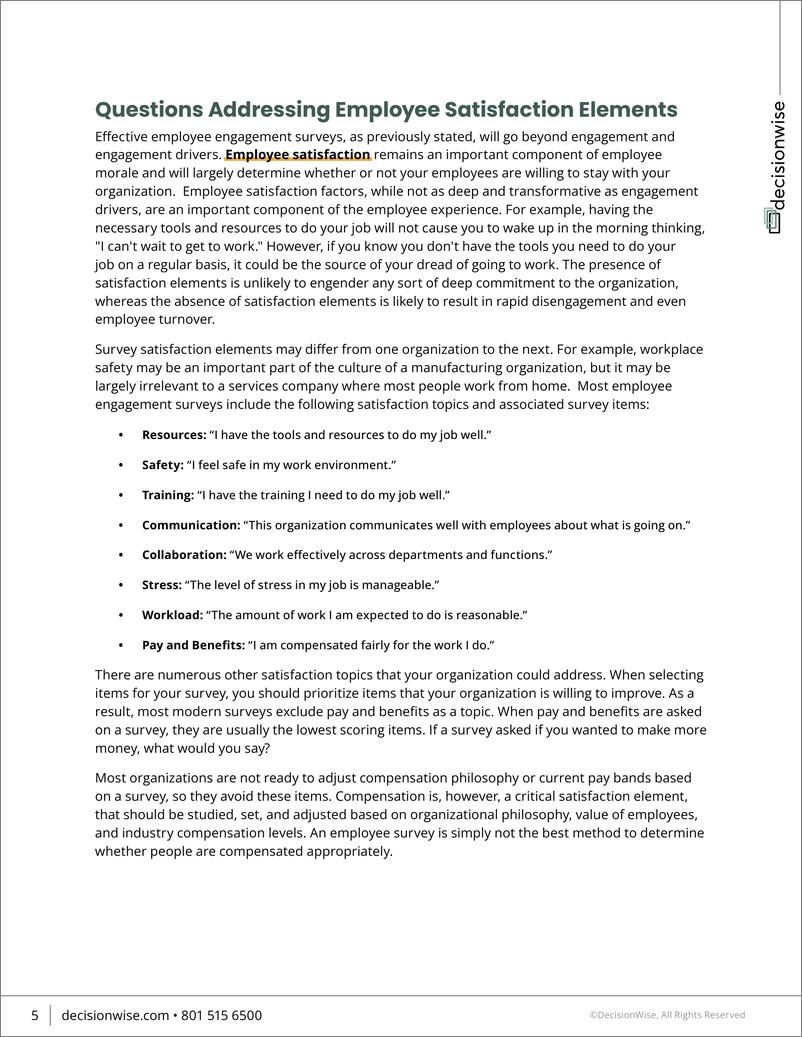 《DecisionWise_下一次员工敬业度调查中应该问的最佳问题报告_英文版_》 - 第5页预览图