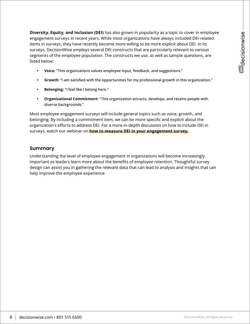 《DecisionWise_下一次员工敬业度调查中应该问的最佳问题报告_英文版_》 - 第8页预览图