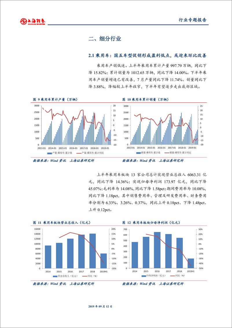 《汽车行业2019年中报总结：业绩低点，盈利水平或逐步回暖-20190912-上海证券-17页》 - 第8页预览图