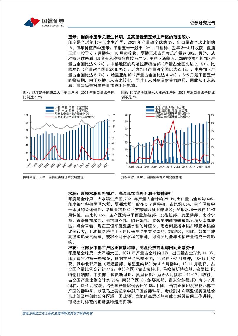 《农林牧渔行业粮食安全主题深度二：印度高温或将导致当地小麦减产，全球粮价高景气有望延续-20220516-国信证券-21页》 - 第8页预览图