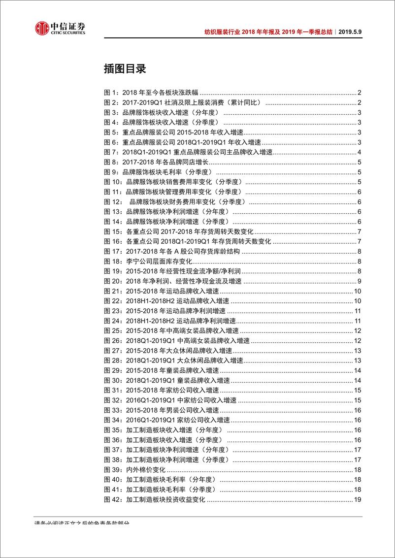 《纺织服装行业2018年年报及2019年一季报总结：从业绩总结，看纺织服装行业的变与不变-20190509-中信证券-27页》 - 第4页预览图