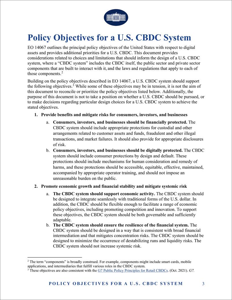 《美国白宫-美国央行数字货币系统的政策目标（英）-6页》 - 第4页预览图