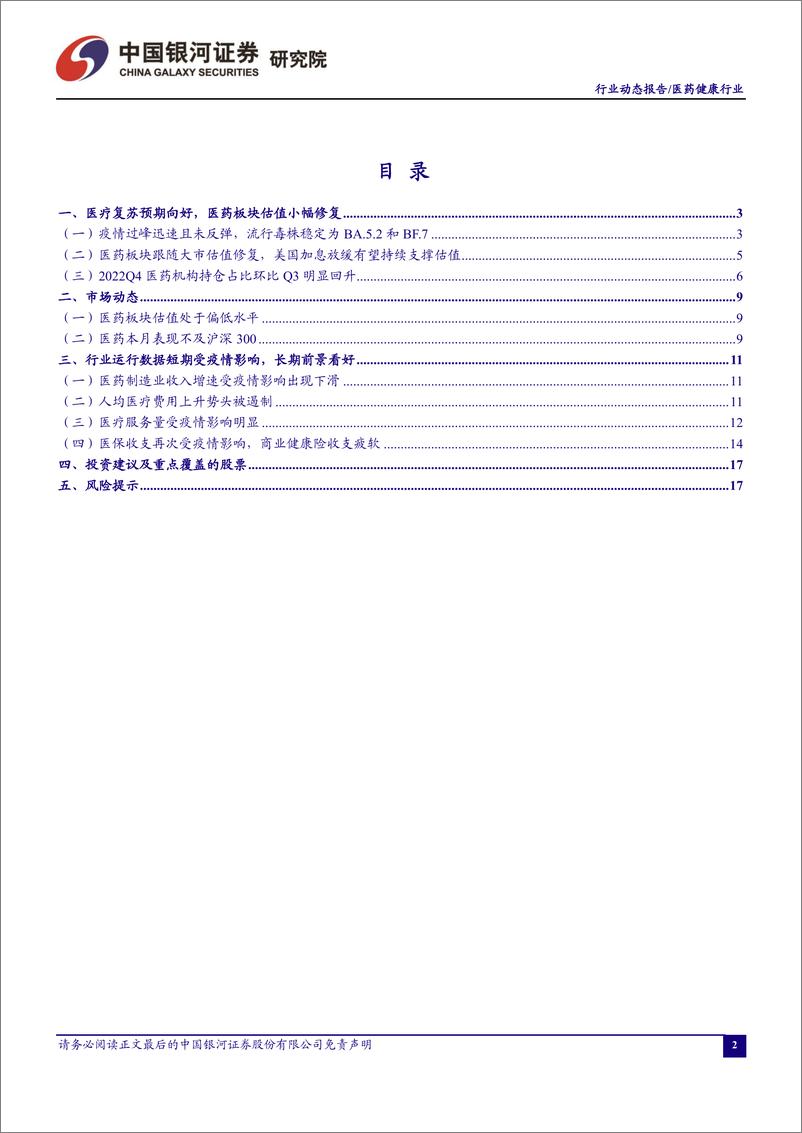 《医药行业月报：疫情快速过峰，医疗复苏预期持续向好-20230131-银河证券-19页》 - 第3页预览图