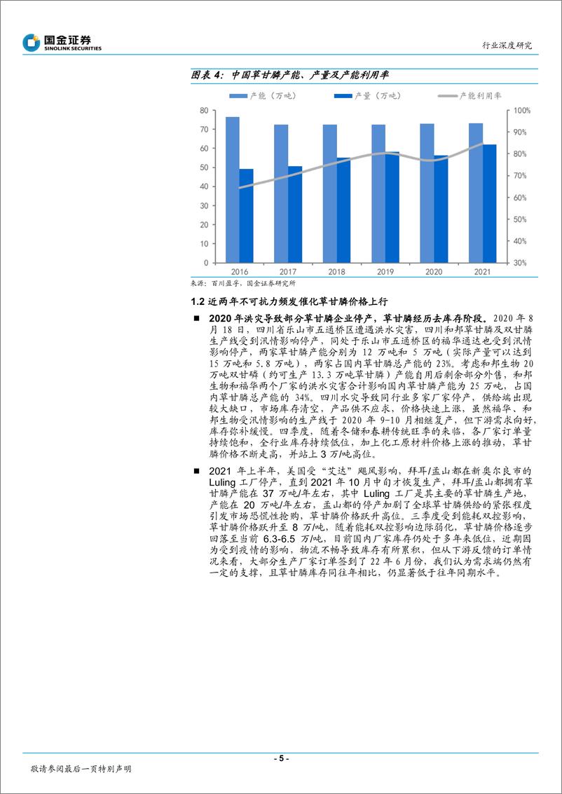 《基础化工行业：供需两端利好，草甘膦周期属性弱化-20220508-国金证券-21页》 - 第6页预览图