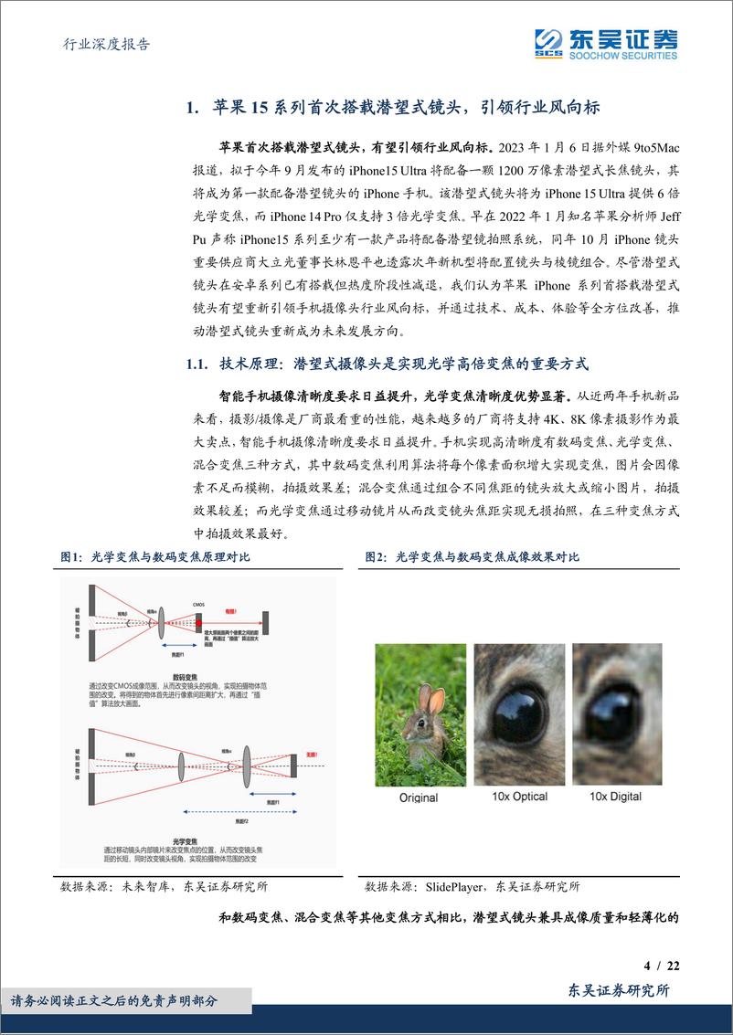 《电子行业深度报告：技术创新系列深度，潜望式镜头，苹果首次搭载有望重燃行业热度，核心增量厂商受益-20230213-东吴证券-22页》 - 第5页预览图