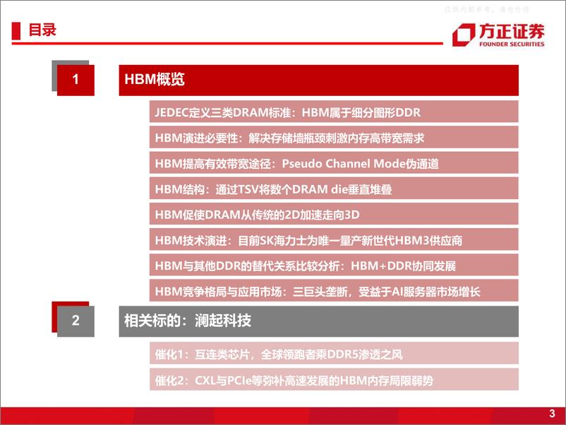 《方正证券-半导体行业专题报告：HBM高带宽内存，新一代DRAM解决方案-230424》 - 第3页预览图