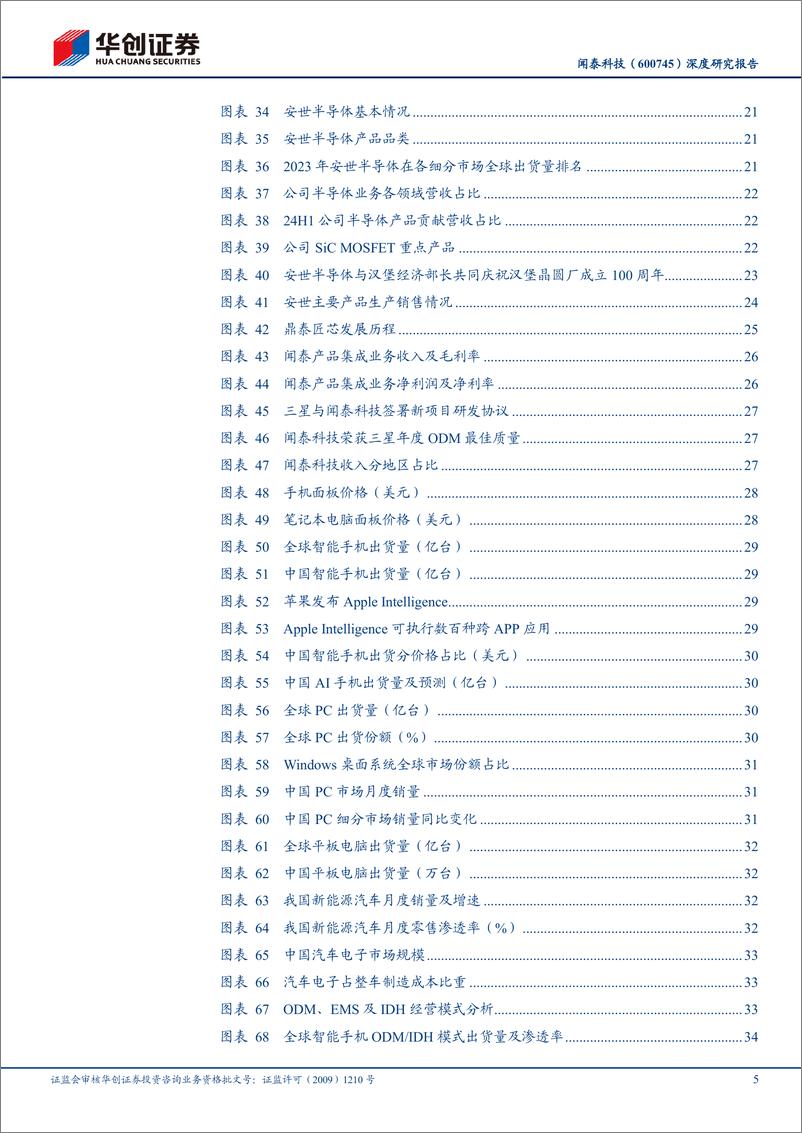 《闻泰科技(600745)深度研究报告：ODM有望趋势性扭亏为盈，汽车半导体周期启动在即-241110-华创证券-39页》 - 第5页预览图