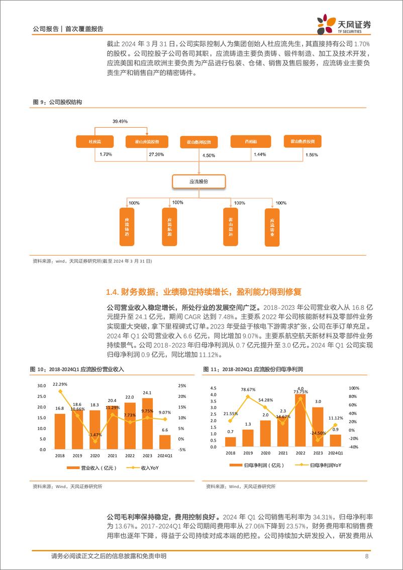 《应流股份-603308.SH-铸造能力为基，“两业两机”双翼齐飞，低空经济乘风而起-20240521-天风证券-32页》 - 第8页预览图