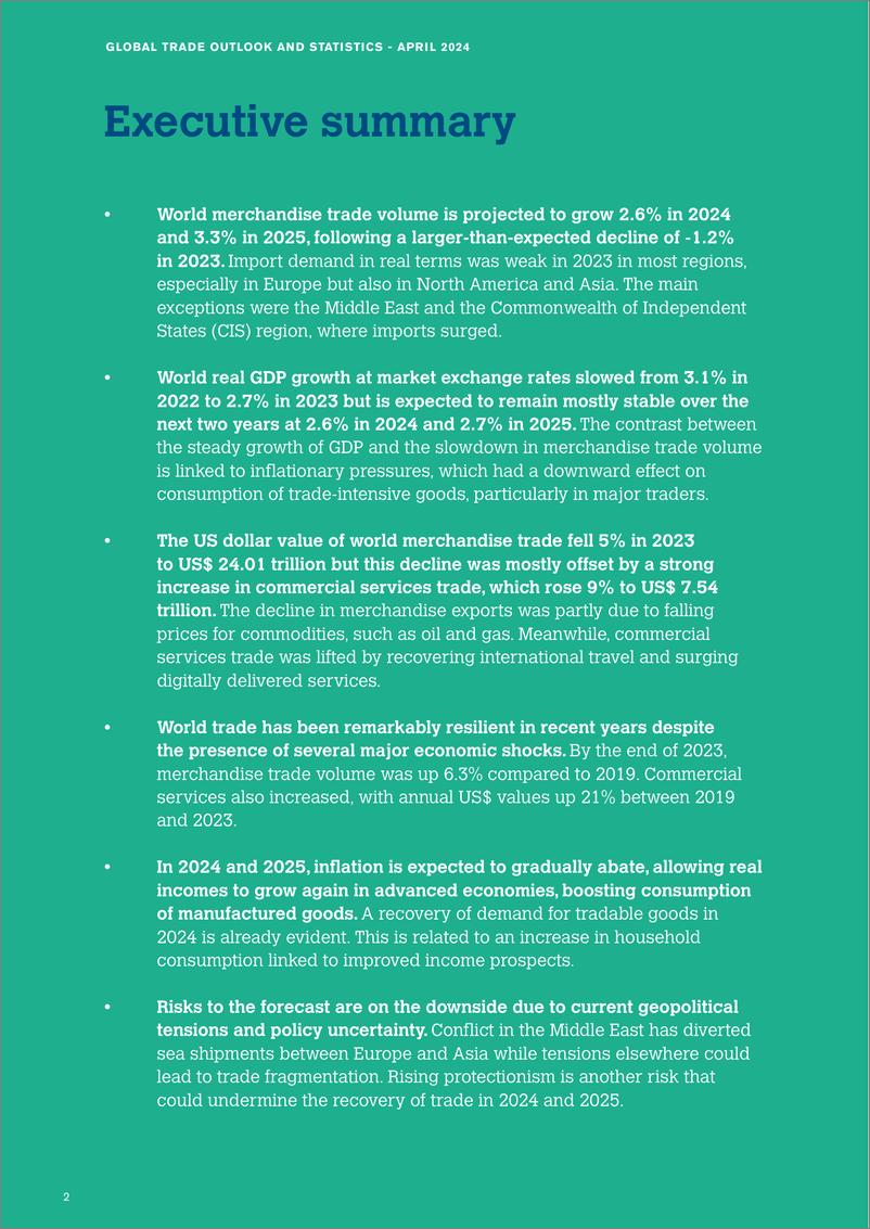 《WTO-全球贸易展望与统计（英）-2024.4-48页》 - 第4页预览图