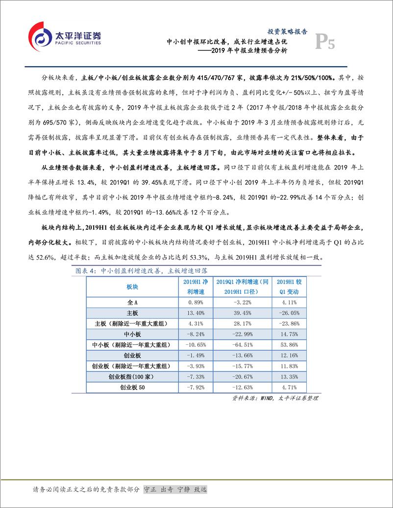 《2019年中报业绩预告分析：中小创中报环比改善，成长行业增速占优-20190717-太平洋证券-13页》 - 第6页预览图