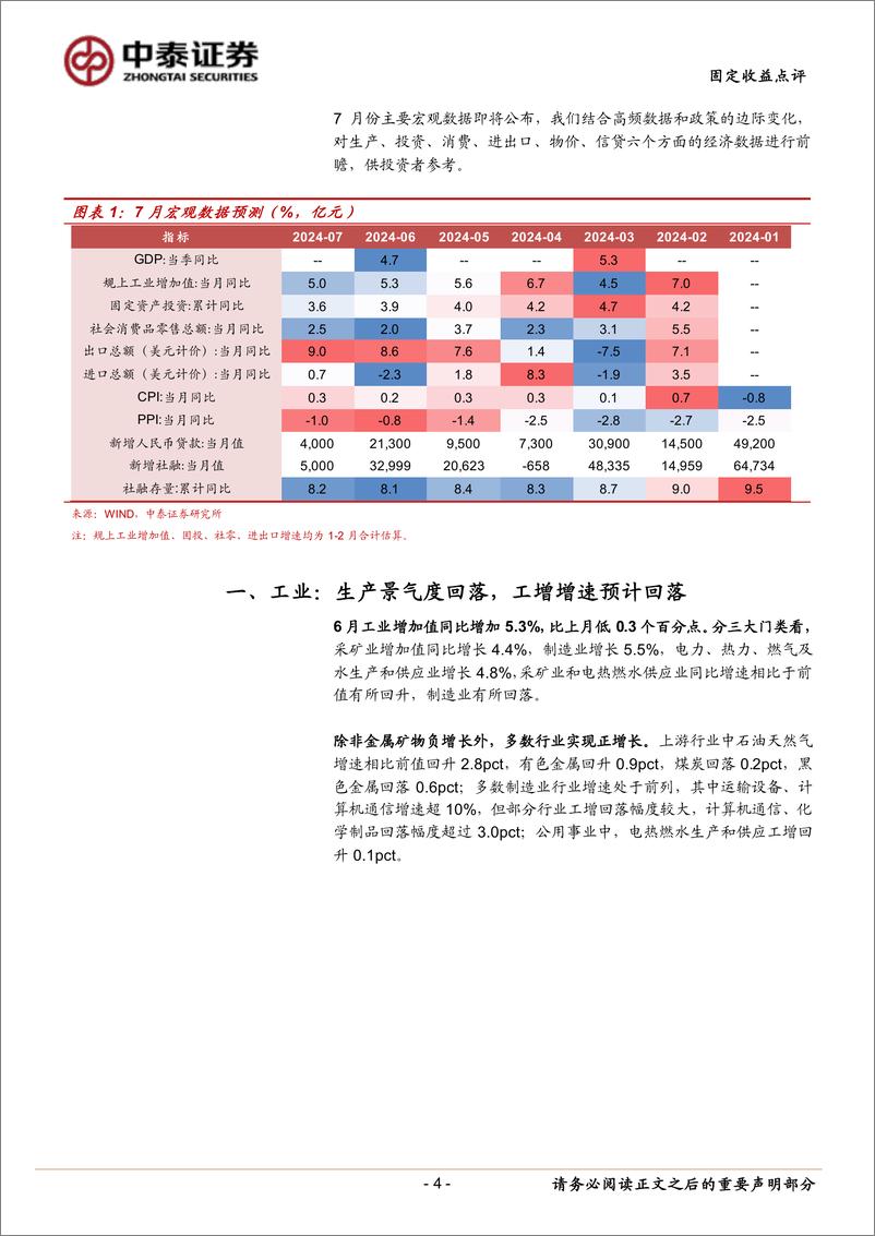 《7月经济数据前瞻：CPI小幅回升，信贷持续偏弱-240807-中泰证券-15页》 - 第4页预览图