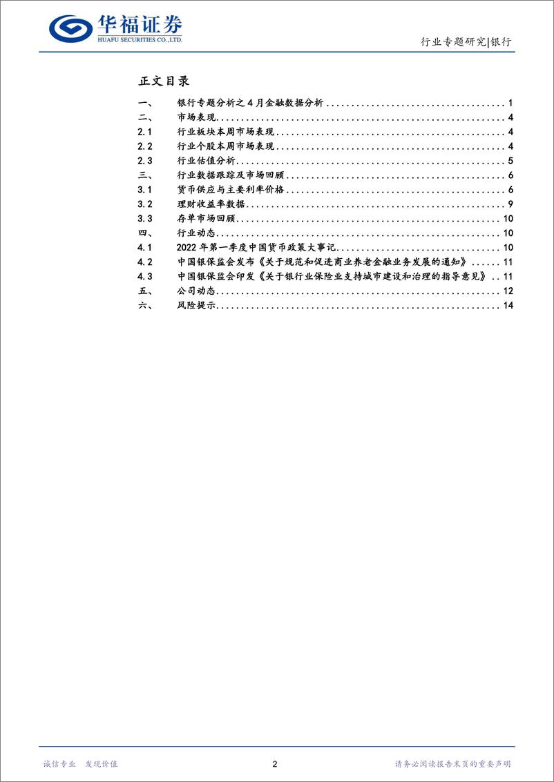 《银行行业：4月金融数据显示支持实体经济力度大增-20220514-华福证券-18页》 - 第3页预览图