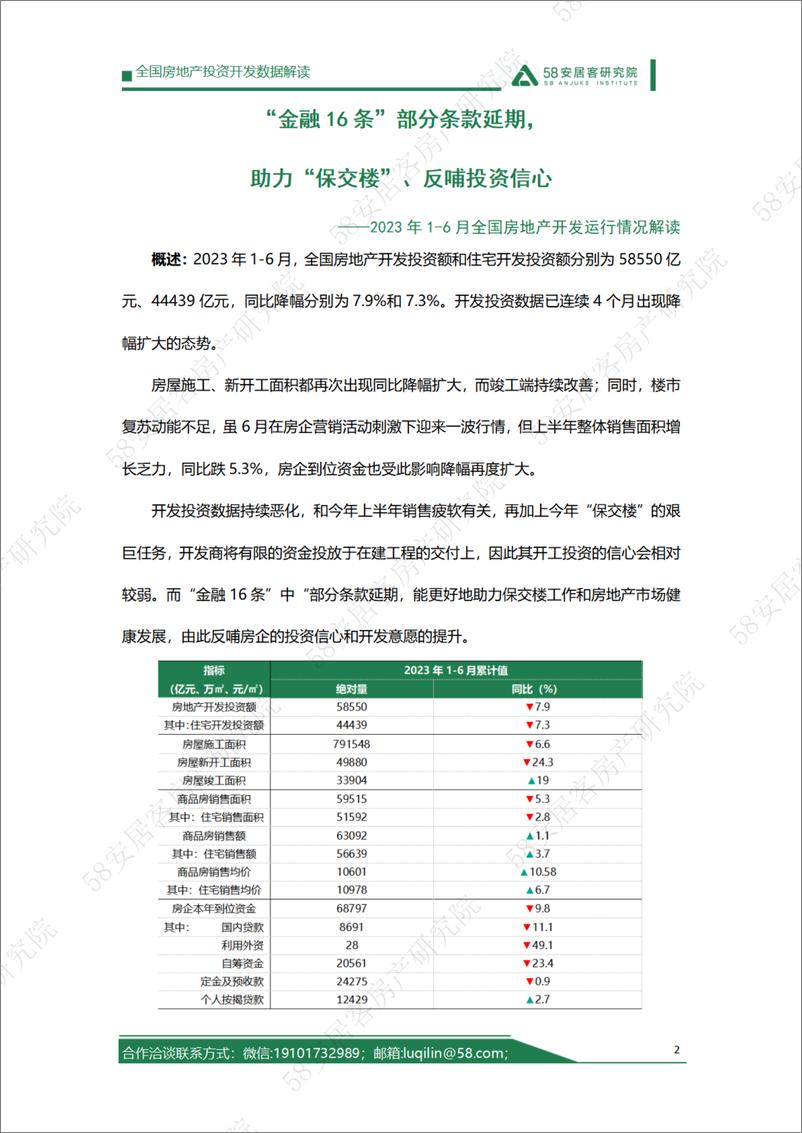 《58安居客房产研究院-2023年1-6月房地产开发运行情况解读-10页》 - 第3页预览图