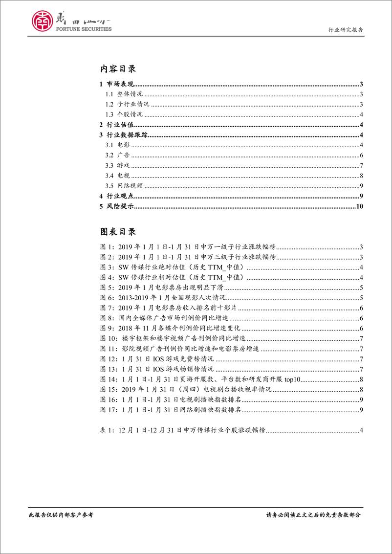 《传媒行业月度报告：年度业绩预告大幅下滑，行业加速出清-20190214-财富证券-11页》 - 第3页预览图