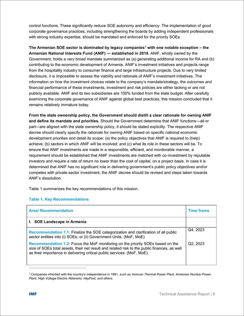 《IMF-亚美尼亚共和国：加强国有企业问责框架的技术援助报告（英）-2024-65页》 - 第8页预览图