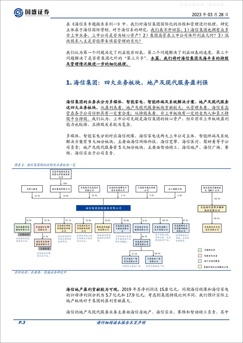 《国盛证券-家用电器行业海信系专题报告系列二：海信出海主体、非上市业务持股及管理情况梳理-230328》 - 第3页预览图