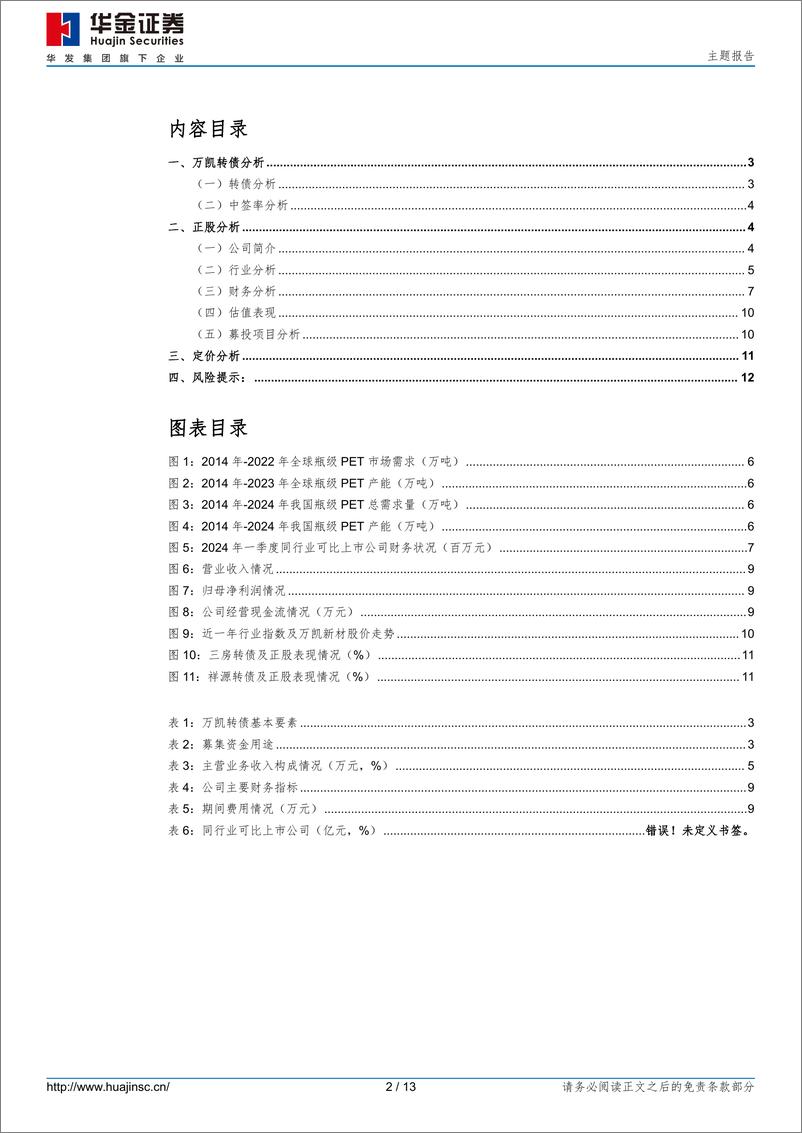 《万凯转债(123247.SZ)申购分析：国内领先聚酯材料研、产、销企业-240815-华金证券-13页》 - 第2页预览图