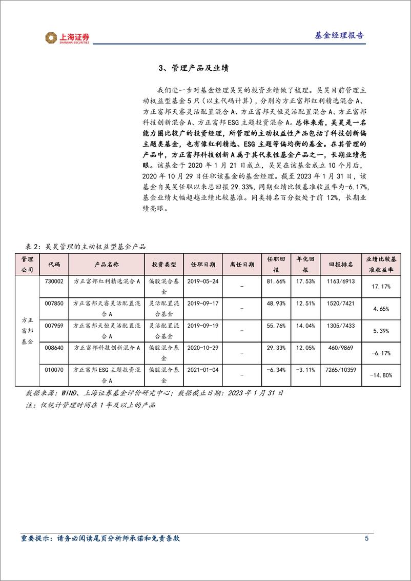 《基金专题：基金经理分析报告，方正富邦基金吴昊，景气赛道投成长，三层把控选个股-20230228-上海证券-15页》 - 第6页预览图