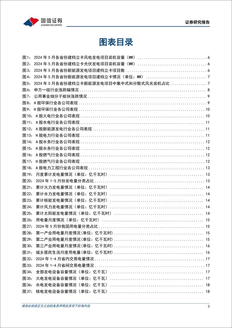 《公用环保行业202406第5期：5月全国累计发电装机容量30.4亿kW(%2b14.1%25)，5月新增建档立卡新能源发电项目清单发布-240701-国信证券-29页》 - 第3页预览图