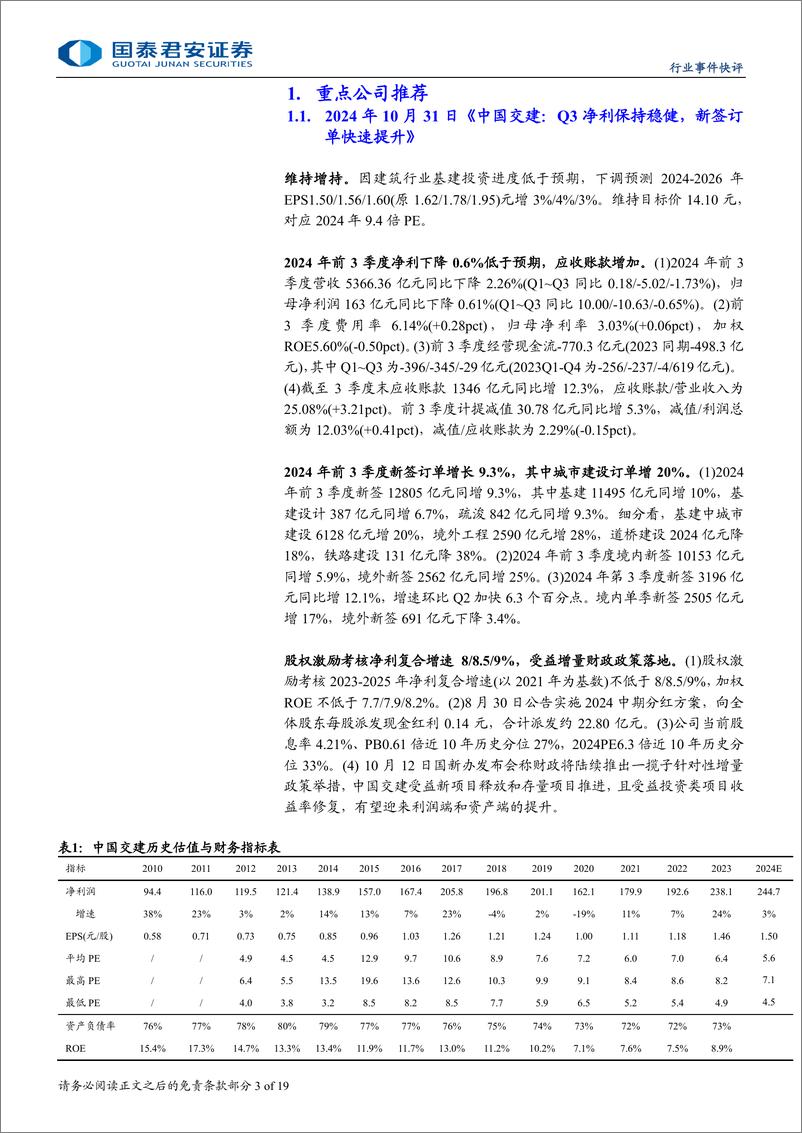 《建筑工程行业：国资委央企市值管理推荐低估值八大央企和四大国际工程公司-241217-国泰君安-19页》 - 第3页预览图