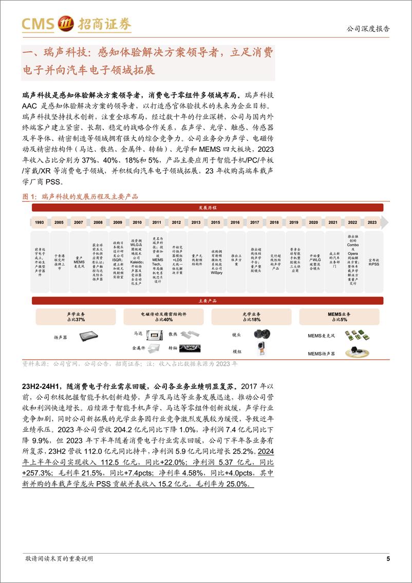 《瑞声科技(02018.HK)消费电子业绩复苏强劲，关注AI创新及A客户业务拓展-240824-招商证券-22页》 - 第5页预览图