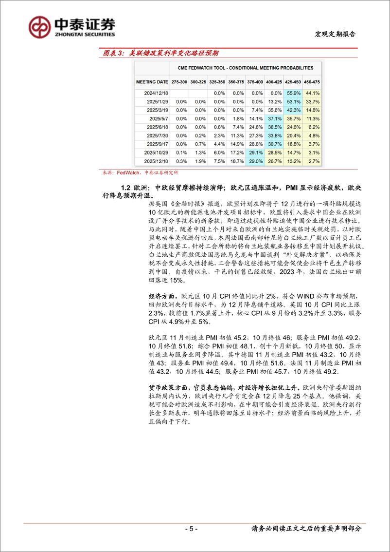 《宏观定期报告：预期与现实同步支撑美元，当前经济与政策思考-241124-中泰证券-12页》 - 第5页预览图