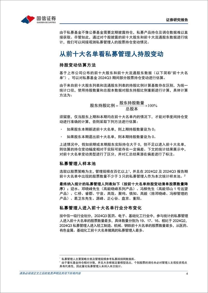 《金融工程专题研究：百亿私募2024年三季度持仓变化透视分析-241111-国信证券-14页》 - 第4页预览图