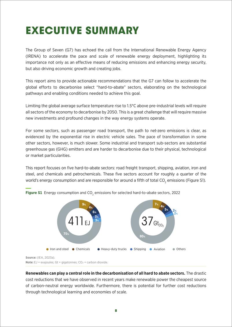 《IRENA-用可再生能源实现难以减排的行业脱碳：七国集团的展望（英）-2024-72页》 - 第8页预览图